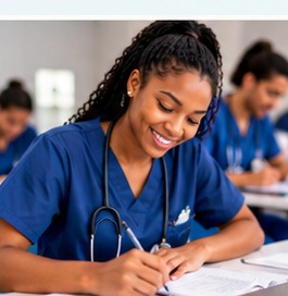Nursing student studying in a nursing program